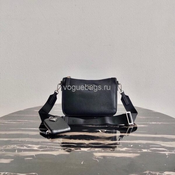 Replica Prada 2VH113 Saffiano Leather Shoulder Bag in Black