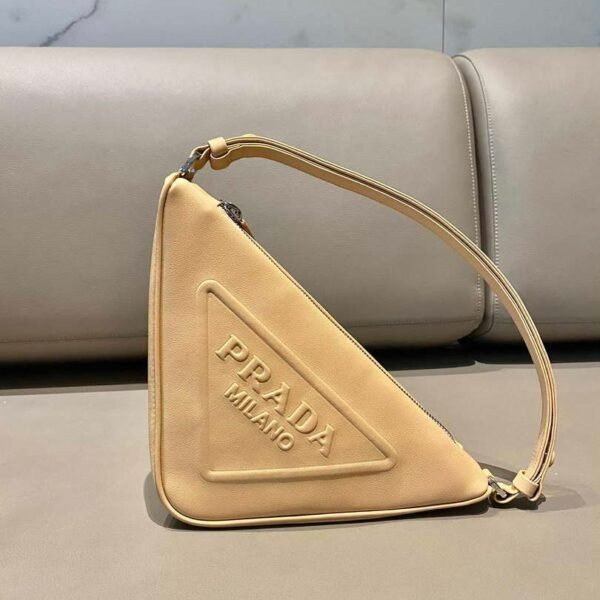 Replica Prada 1NQ043 Triangle leather pouch Apricot