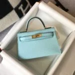 Replica Hermes Kelly Bag Hermes 19CM Epsom Shoulder Mini Bag Light blue 20473